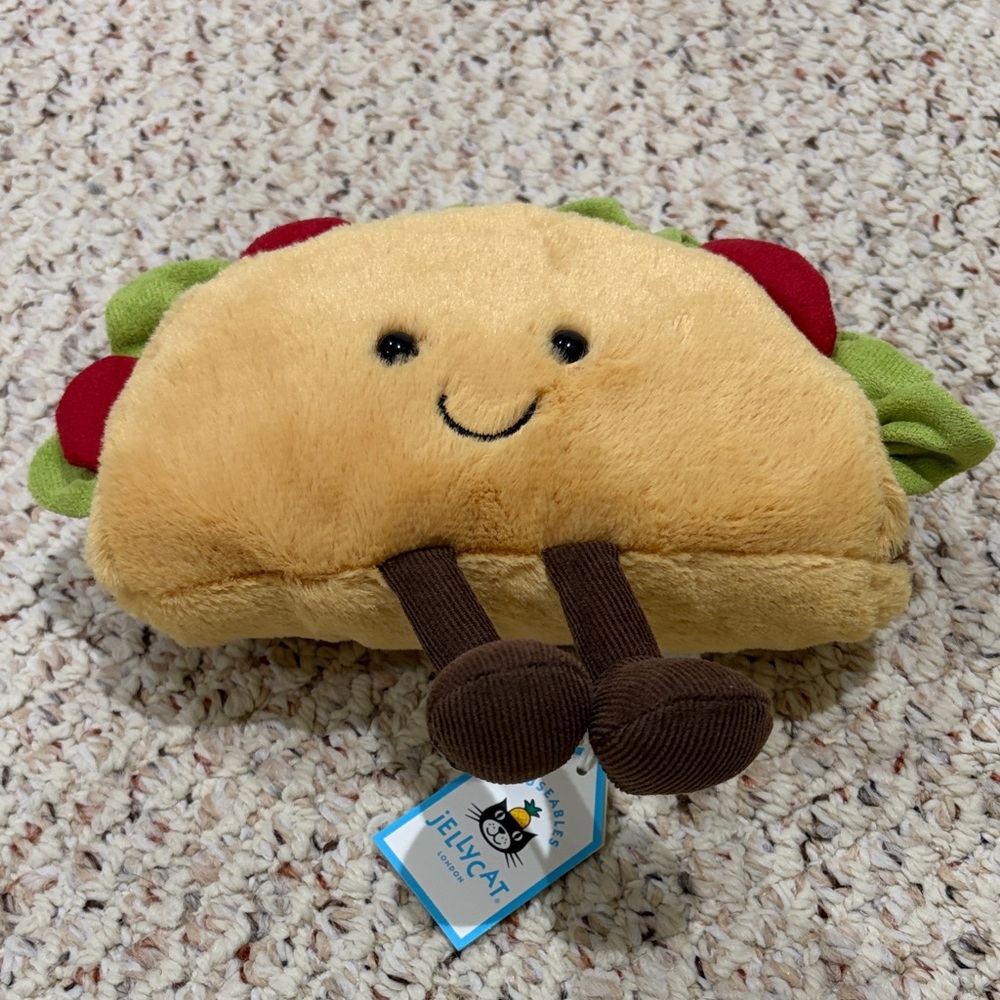 Jellycat Smiling Taco Plush with Red and Green Toppings (Retired)